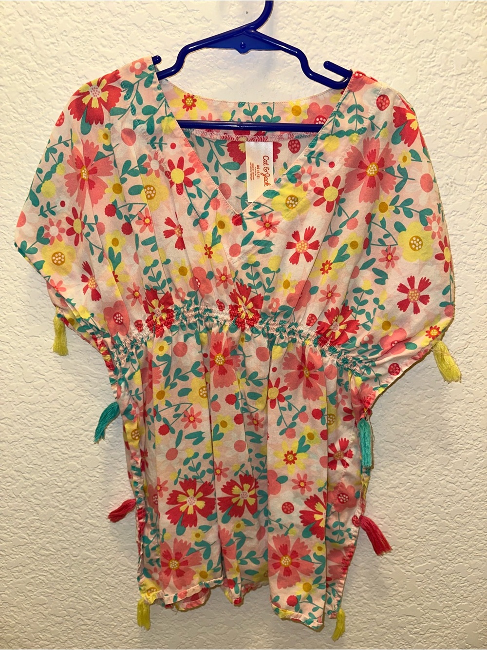 Cat & Jack Girls XS 4/5 Floral Swim Cover Up Tunic